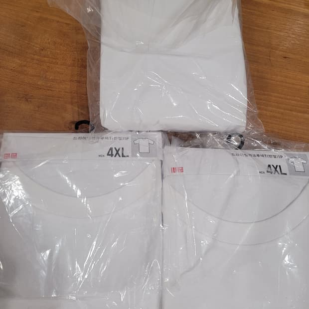 새상품/4xl] 유니클로 드라이 크루넥 반팔티 화이트  3장 일괄