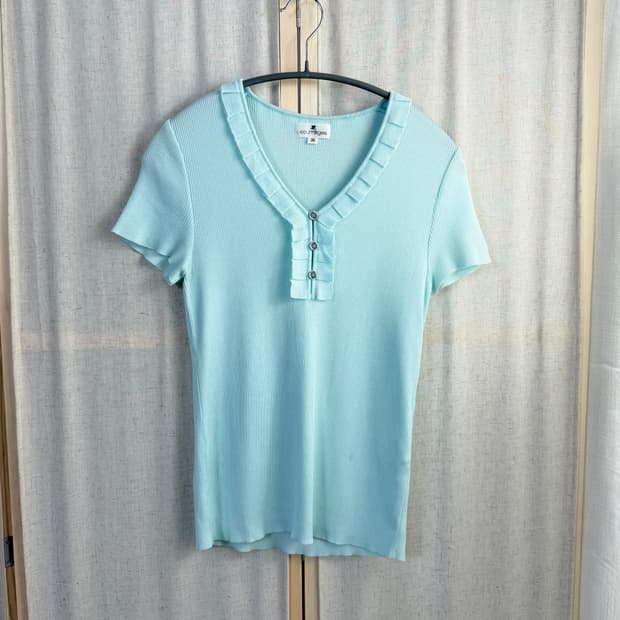 Courreges 꾸레쥬 니트 반팔 블라우스