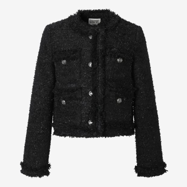 카키포인트 트위드 자켓 블랙