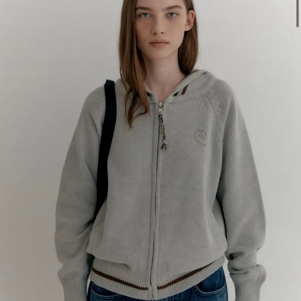 엔조블루스 레글런 니트 집업 후디