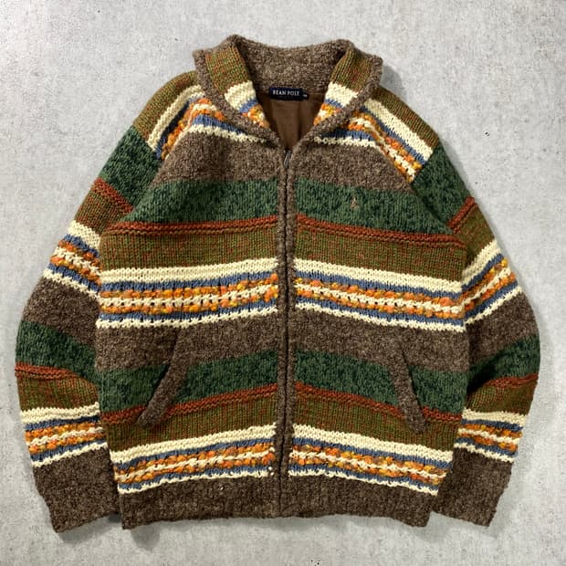 [XL] 00s Bean Pole 빈폴 헤비울 니트 집업 