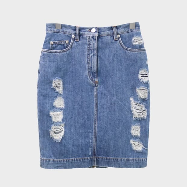 ANN DEMEULEMEESTER 데님 데미지 스커트 66400