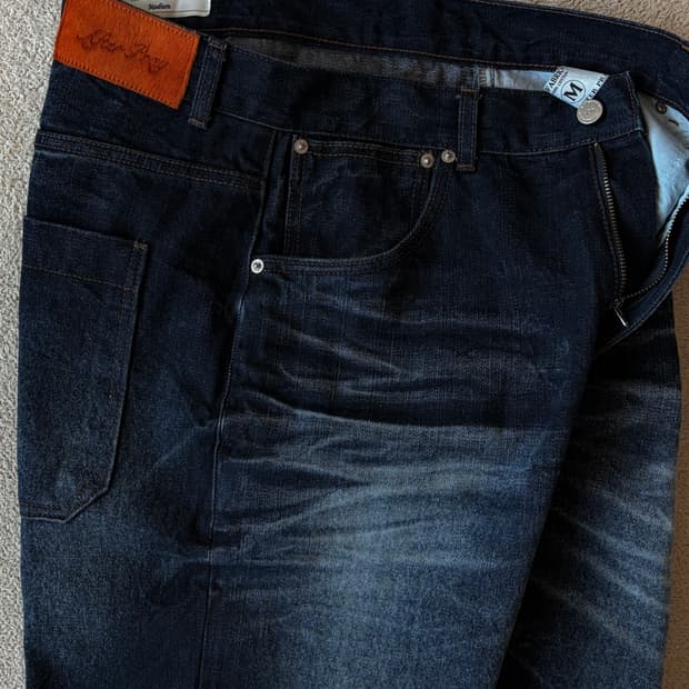 애프터프레이 와이드 링클 워시드 데님 진스 인디고