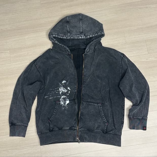 터프 데미지드 워싱 커스텀 후드집업