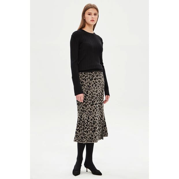 타임 TIME 레오파드 니트 스커트