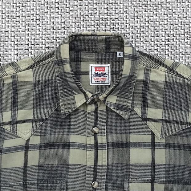 Plaid check corduroy western Shirts