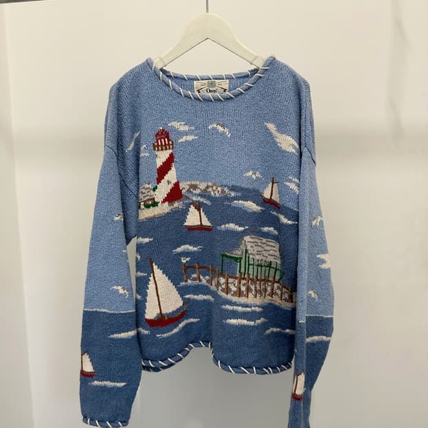Vintage 80s Sailboat Knit