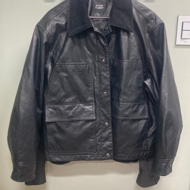 Studio tomboy 코듀로이 카라 가죽자켓L
