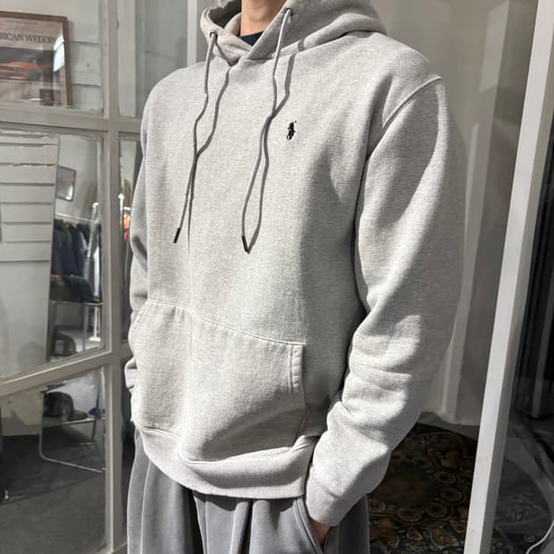 폴로 랄프로렌 그레이 약기모 후드티 