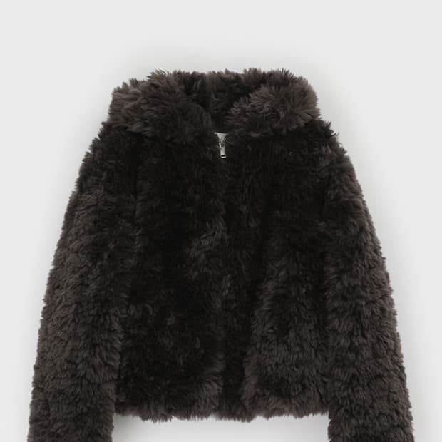 블랙업 모니첼 후드 퍼자켓 다크브라운