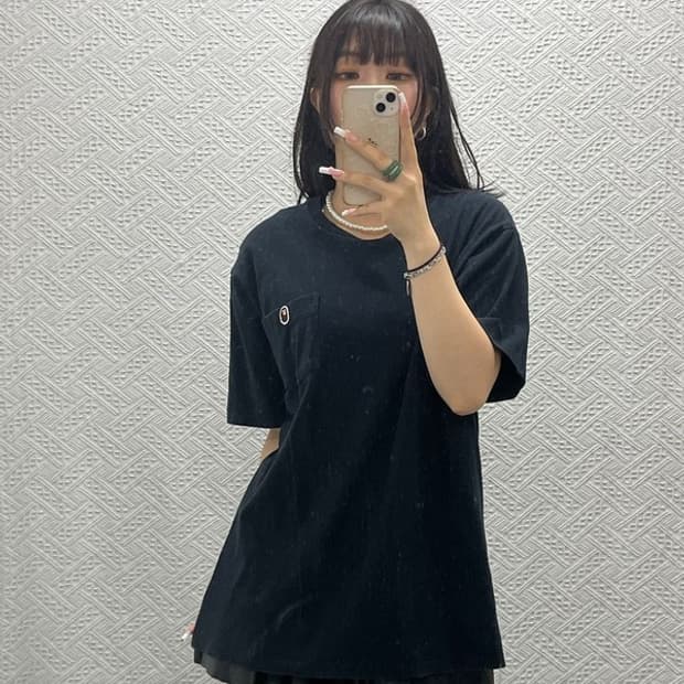 베이프 AAPE 캐주얼 빈티지 원포인트 포켓 반팔티 L C13577