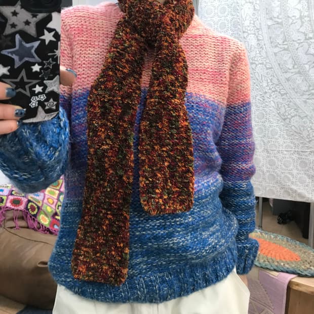 빈티지 멀티컬러 머플러 목도리 