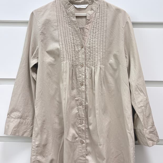 빈티지 모리걸 애쉬베이지 핀턱 블라우스 원피스