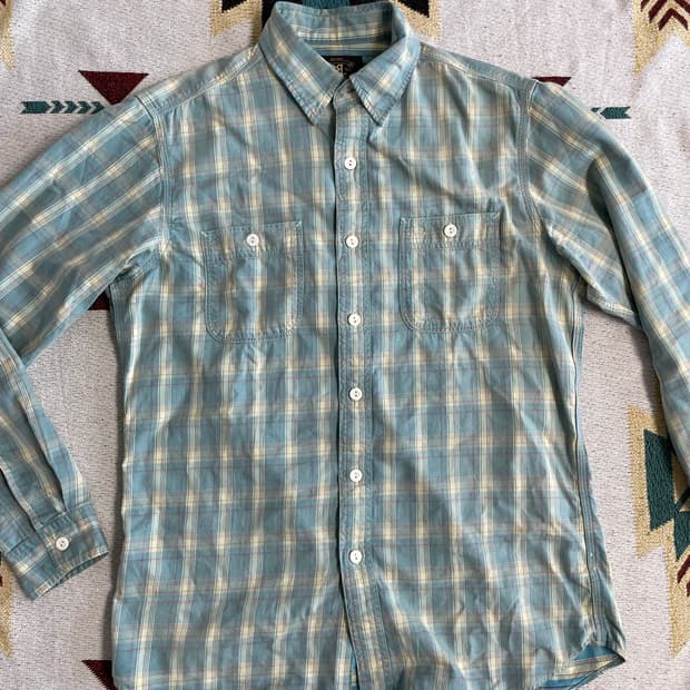 RRL 페이디드 블루 체크 셔츠(M)
