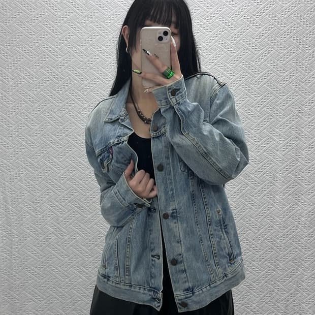 리바이스 빈티지 컨트리 트러커 워싱 연청 데님자켓 L C08584