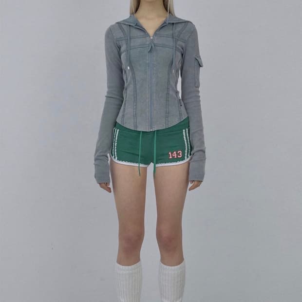 스컬프터 워시드 본디지 후드집업 S