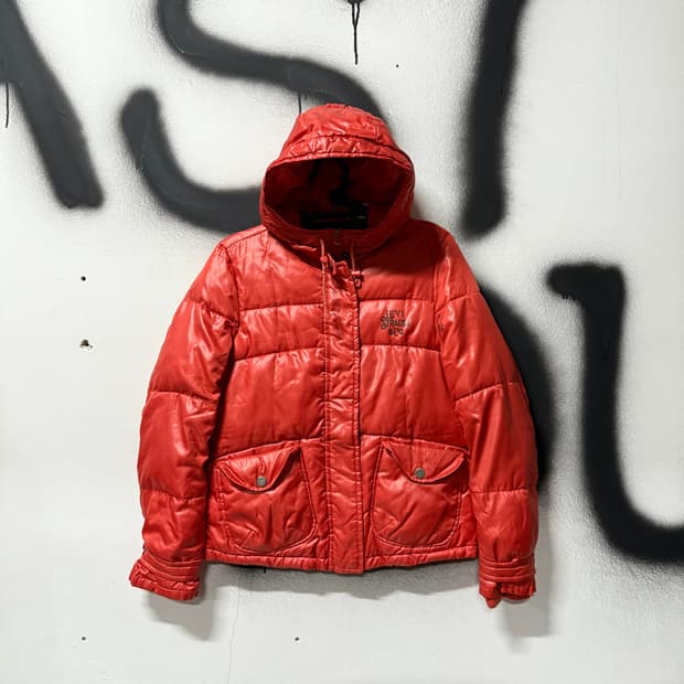 리바이스 올드스쿨 프린팅 디테일 푸퍼 패딩 자켓