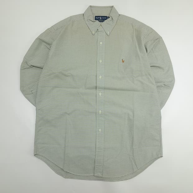 Co792 XL 폴로 랄프로렌 그린퍼플 마이크로체크 긴팔 셔츠 남방
