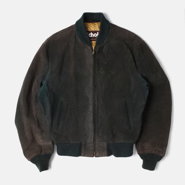 1980's Schott Faded Suede Bomber Jacket