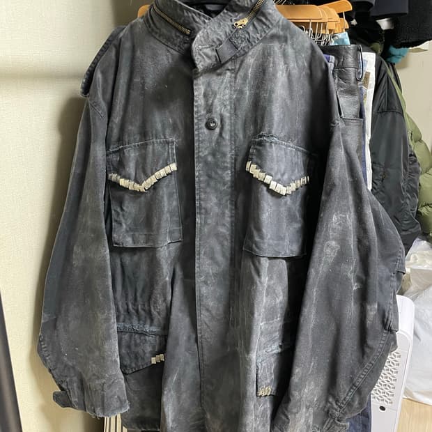 waxed black distressed m65 field jacket