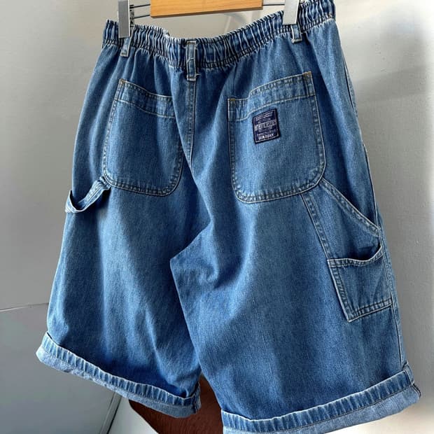 Cotton denim utility painter shorts