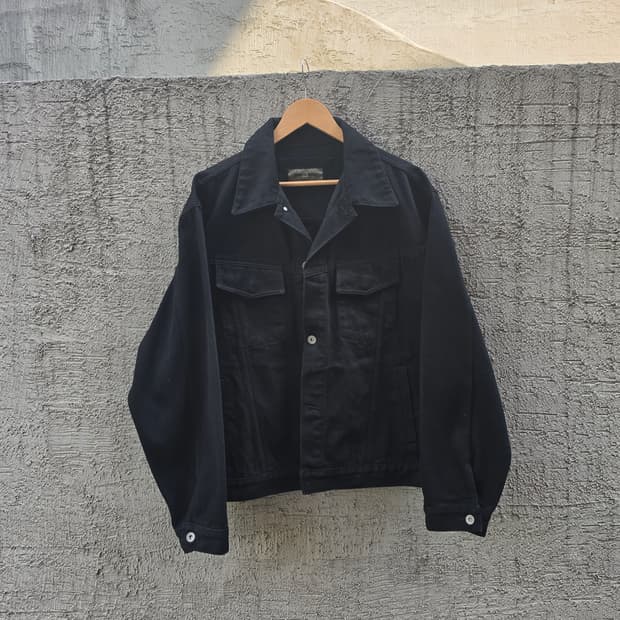 유니폼브릿지 블랙 데님 트러커 자켓 - XL