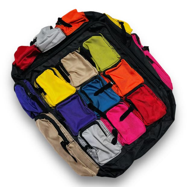 큐브 다중 멀티포켓 레인보우 빈티지 백팩