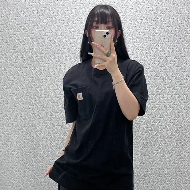 칼하트 빈티지 캐주얼 포켓 로고 오버핏 워크 반팔티 S C13431