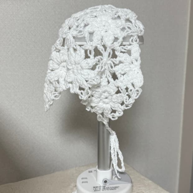 화이트 플라워 헤어커치프(두건)