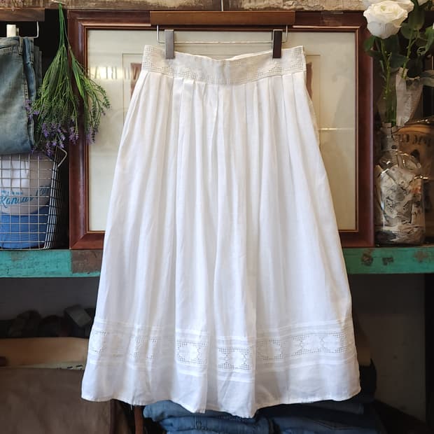 90s 빈티지 스커트 유럽  화이트 스커트 로맨틱 화이트 프릴