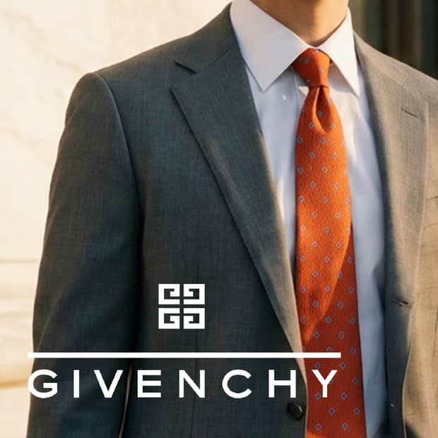 지방시 실크 오렌지 패턴 넥타이 10.1cm A등급 K2453
