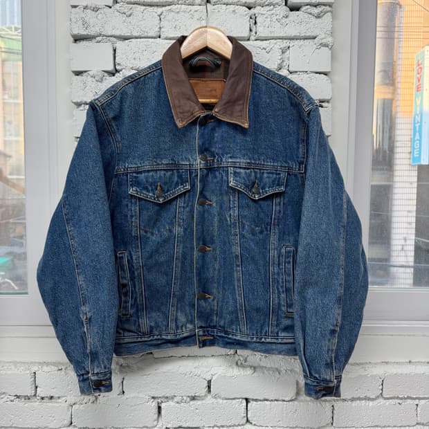 캘빈클라인 레더넥 데님자켓 