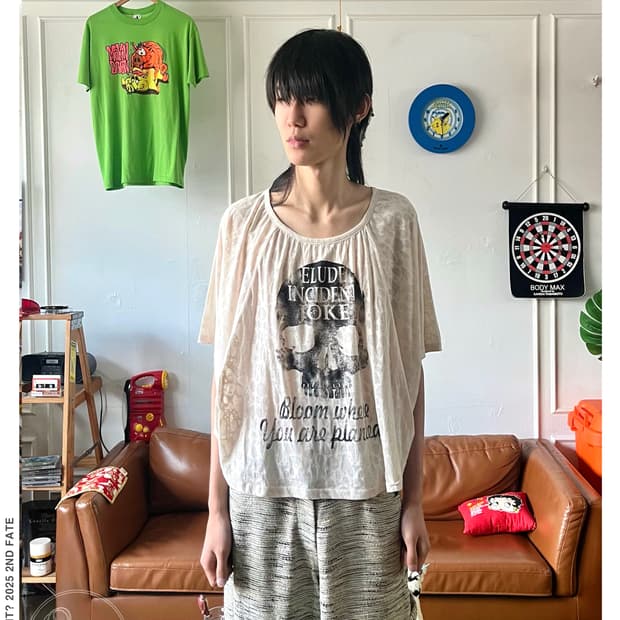 Galyge Skull Lettering Print Dolman Top