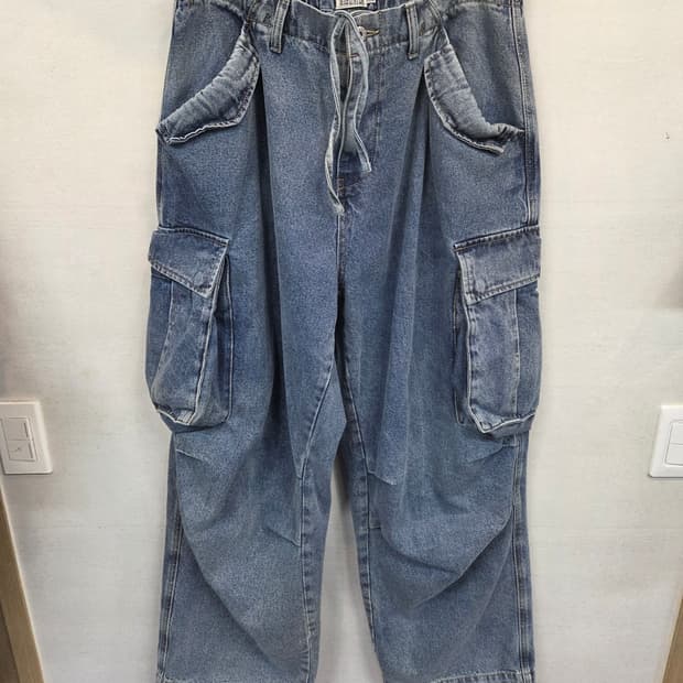 빅유니온 파라슈트 카고 와이드 데님팬츠 L 대략 32~