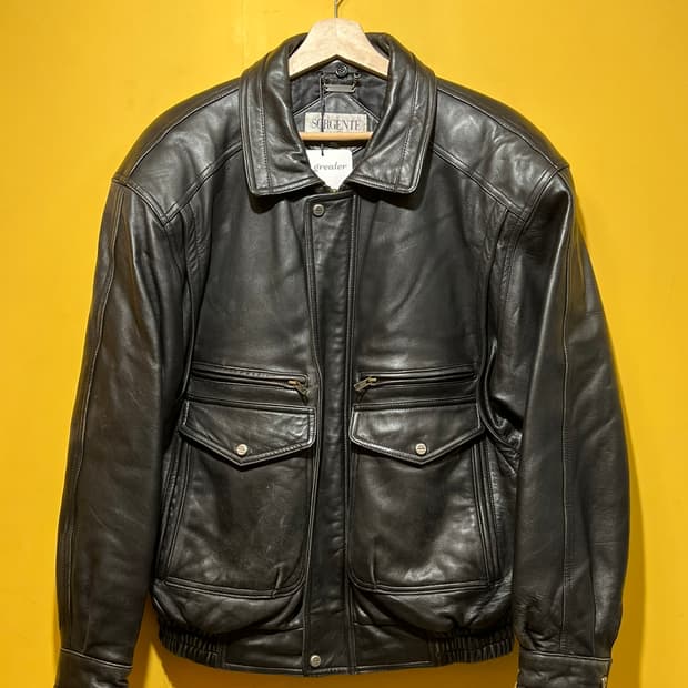 90s [100] 천연 양가죽 블랙 레더 자켓