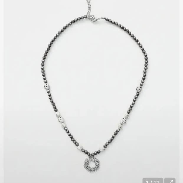 999휴머니티 페블 심볼 네크리스 (블랙 실버) 목걸이