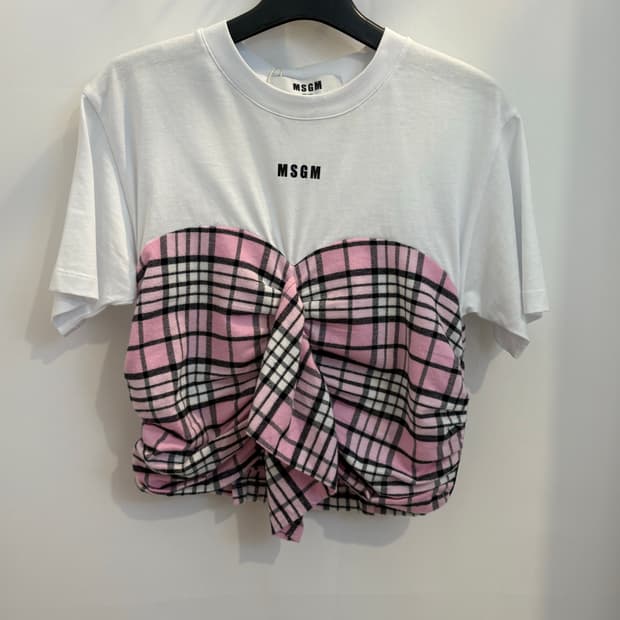 MSGM 핑크 체크 티셔츠