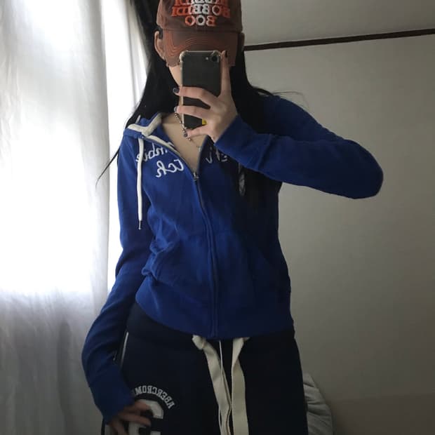 아베크롬비 블루 딱붙핏 후드집업