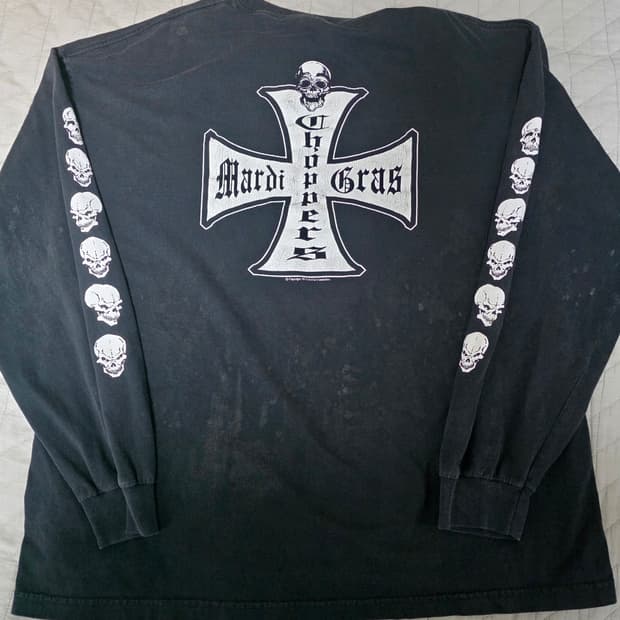 [2XL] 00s 빈티지 웨스트 코스트 차퍼스 패러디 스컬 롱슬리브