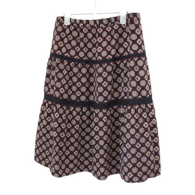 빈티지 플레어 패턴&레이스 스커트