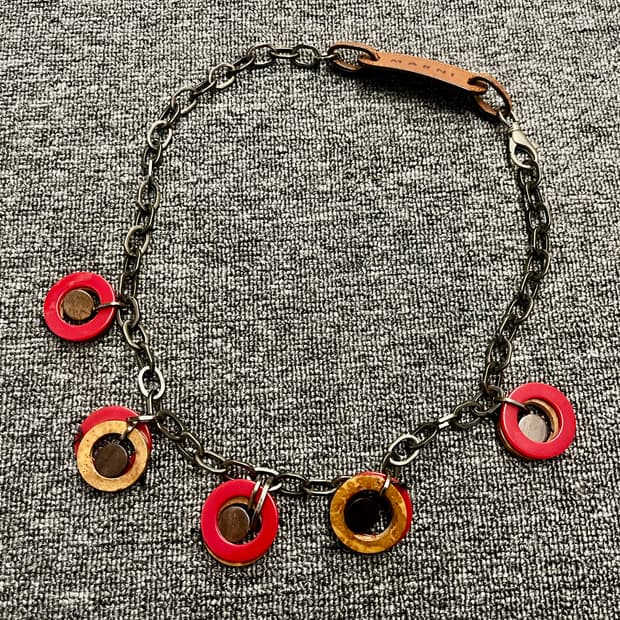 마르니 레드 링 체인 목걸이 