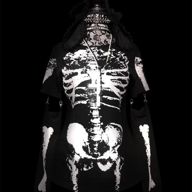 ACDC RAG 펑크 해골 뼈 프린팅 체인 암워머 롱슬리브