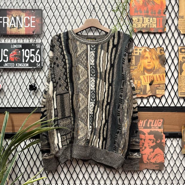 90s ITA VINTAGE 3D 케이블 울 니트 멀티컬러