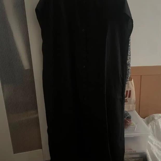 무인양품 리넨 슬리브리스 원피스 M-L 네이비