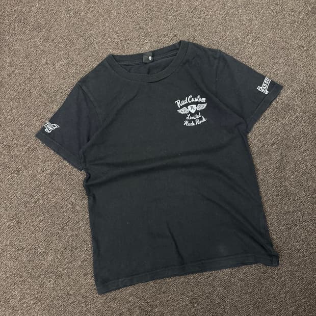 OS)Rad Custom 빈티지 프린팅 여성 블랙 반팔