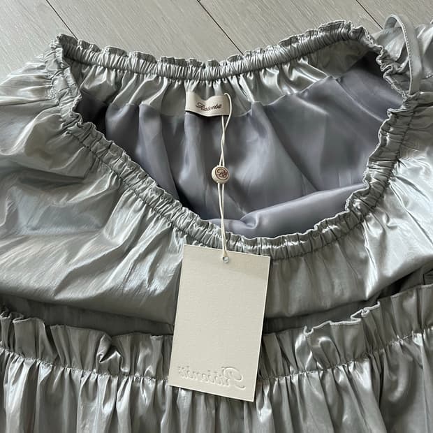 (새상품)리본빛 실버 스커트 