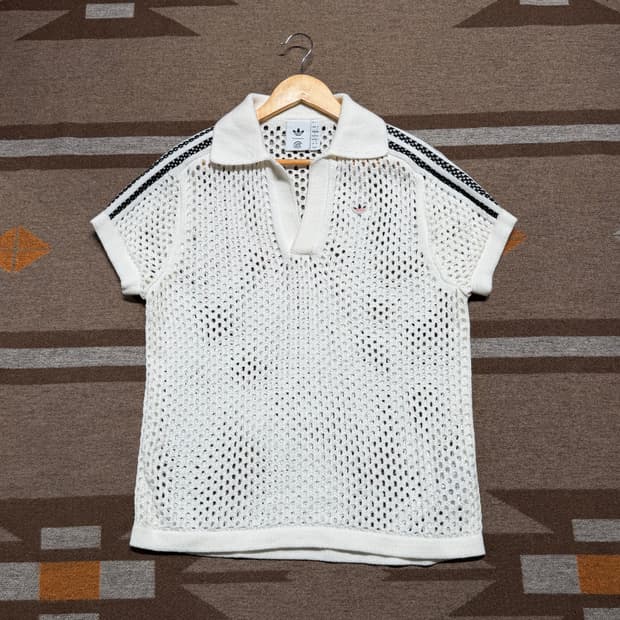 아디다스 클랏 크로셰 니트 폴로 반팔 L 화이트