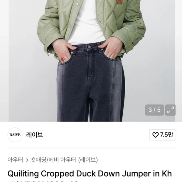 레이브 크롭 퀼팅 덕다운 자켓