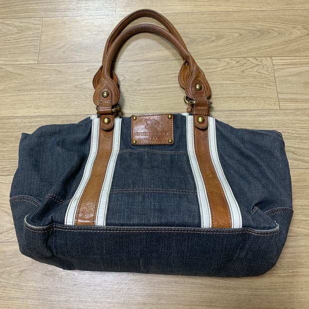 Burberry 버버리 블루라벨 데님 레더 배색 빈티지 토트백