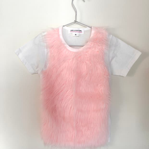 2018 꼼데가르송 걸 핑크 퍼 반팔 티셔츠